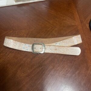 Lucky Brand leather belt with embroidered distressed